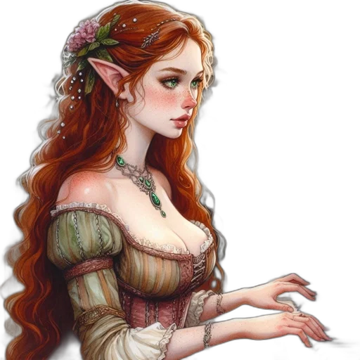 dress, jewelry, crown, fantasy art transparent PNG cut-out