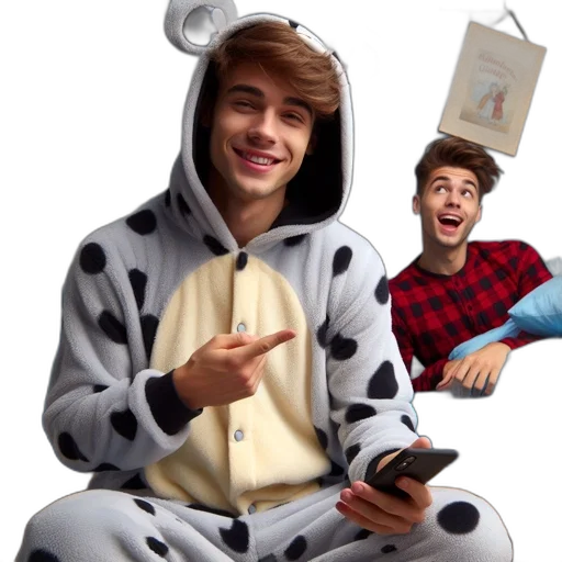 cartoon, two, young, men transparent PNG cut-out