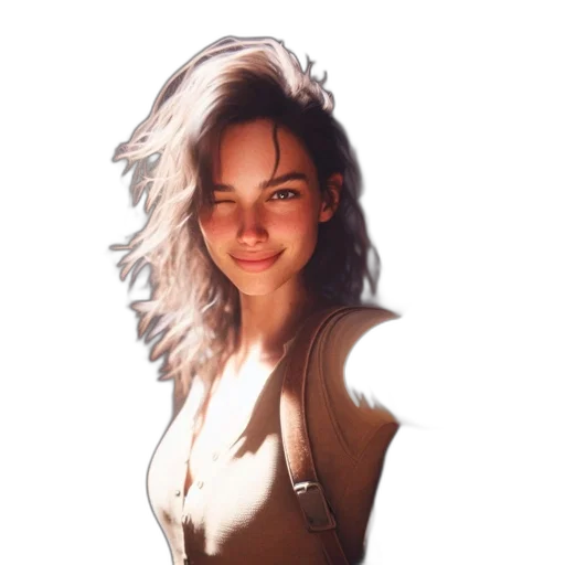 face, dress, hair, jacket transparent PNG cut-out