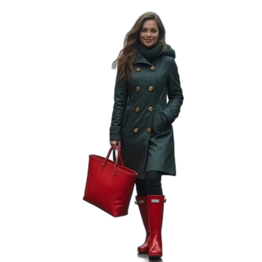 jacket, red, woman, rain transparent PNG cut-out