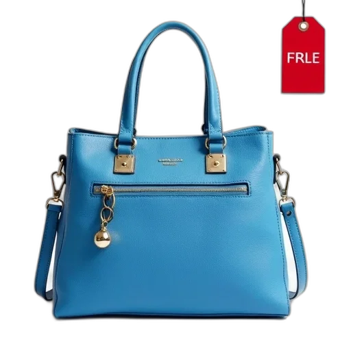 blue, leather, handbag, gold transparent PNG cut-out