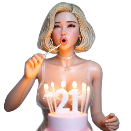 3d render, female, character, blonde transparent PNG cut-out