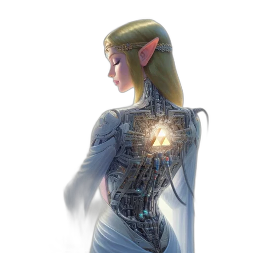 dress, jewelry, staff, robot transparent PNG cut-out