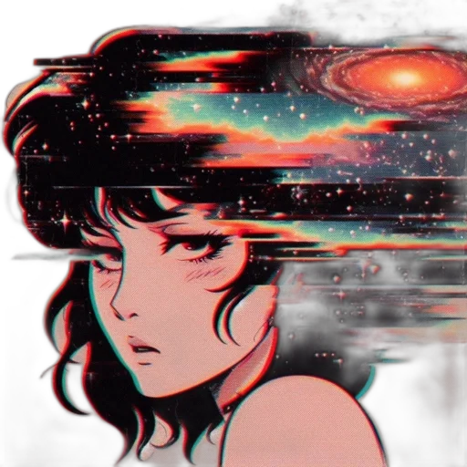 face, robot, vaporwave, anime transparent PNG cut-out