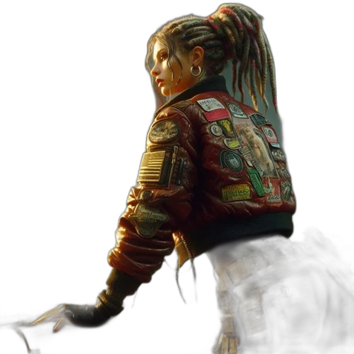 jacket, staff, weapon, face transparent PNG cut-out