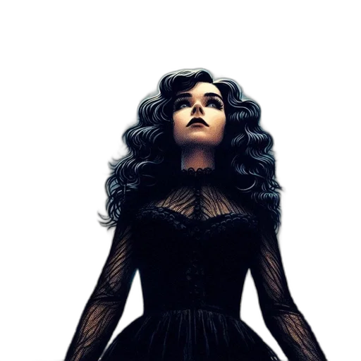 dress, hair, comic book art, concept art transparent PNG cut-out