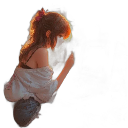dress, hair, mask, staff transparent PNG cut-out