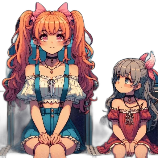 dress, crown, anime, pixel art transparent PNG cut-out