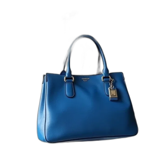 blue, leather, handbag, white transparent PNG cut-out