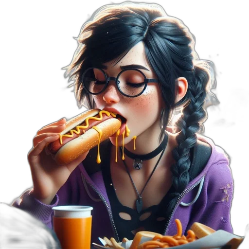 food, dress, face, photorealistic transparent PNG cut-out
