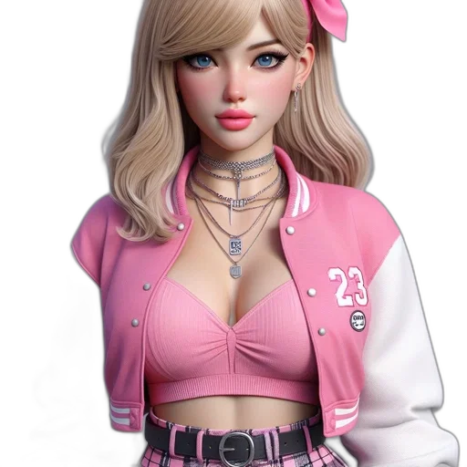 jacket, staff, jewelry, 3d render transparent PNG cut-out