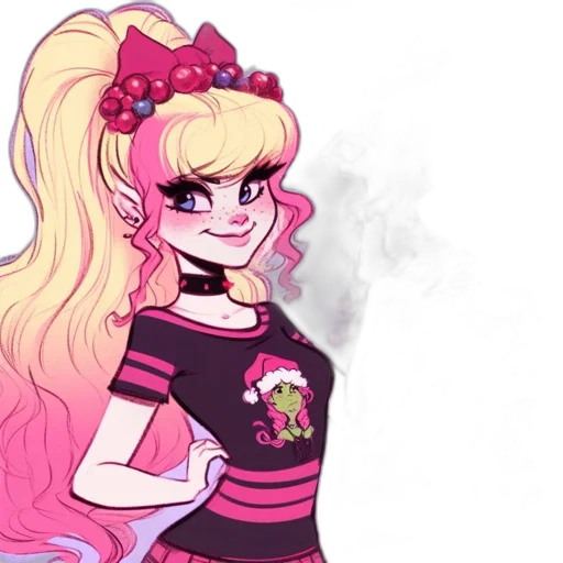 dress, staff, hair, cartoon transparent PNG cut-out