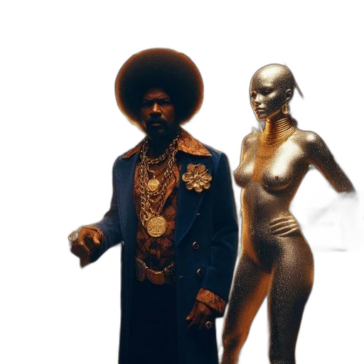 concept art, golden, man, large transparent PNG cut-out