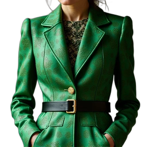 jacket, dress, jewelry, green transparent PNG cut-out