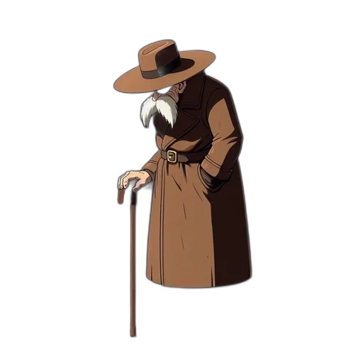 hat, jacket, staff, dress transparent PNG cut-out
