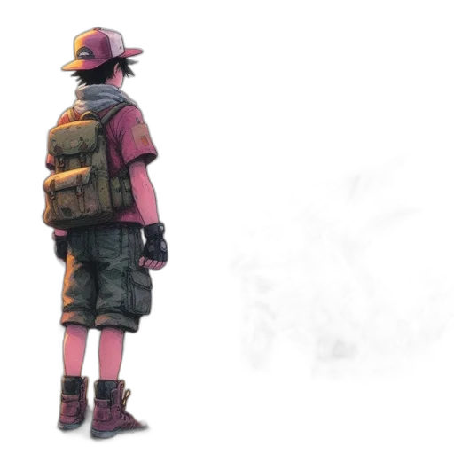 jacket, hat, mask, staff transparent PNG cut-out