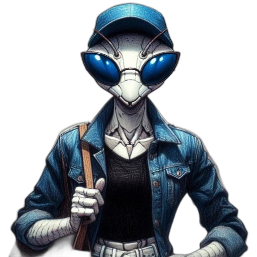 robot, jacket, staff, mask transparent PNG cut-out