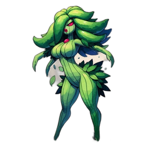 creature, staff, hair, flower transparent PNG cut-out
