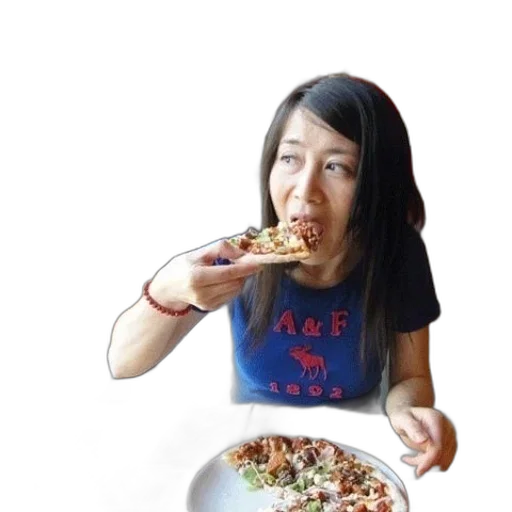 food, woman, blue, shirt transparent PNG cut-out