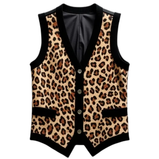 jacket, leopard, print, vest transparent PNG cut-out