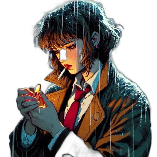 jacket, face, comic book art, cyberpunk transparent PNG cut-out