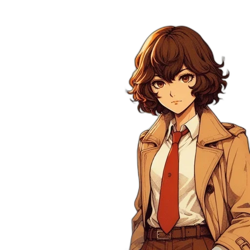 jacket, staff, face, hair transparent PNG cut-out