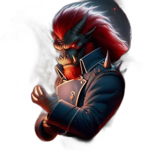 mask, jacket, staff, dragon transparent PNG cut-out