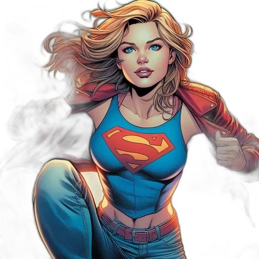 comic book art, concept art, supergirl, depicted transparent PNG cut-out