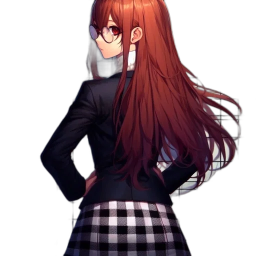 jacket, dress, staff, hair transparent PNG cut-out