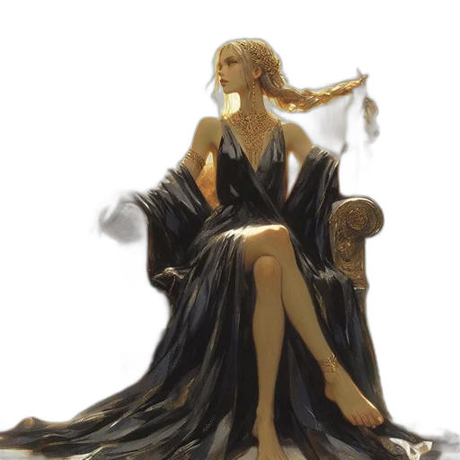 dress, jewelry, crown, staff transparent PNG cut-out