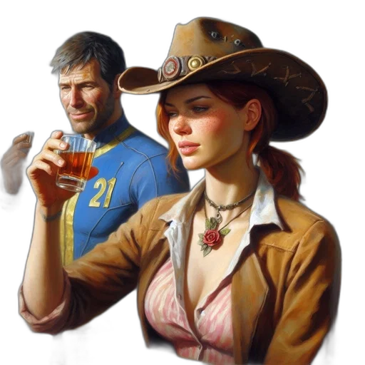 hat, jacket, bottle, oil painting transparent PNG cut-out