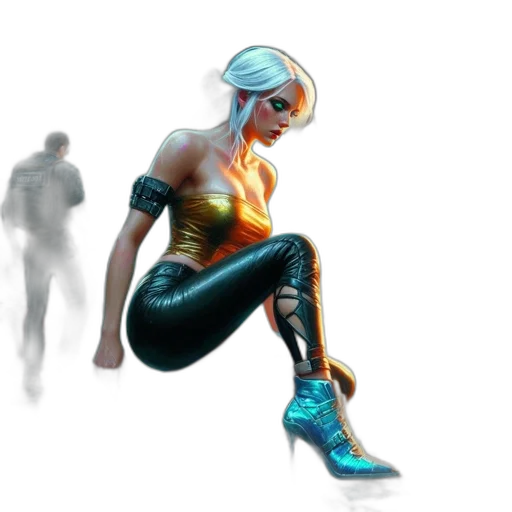 concept art, comic book art, cyberpunk, 3d render transparent PNG cut-out