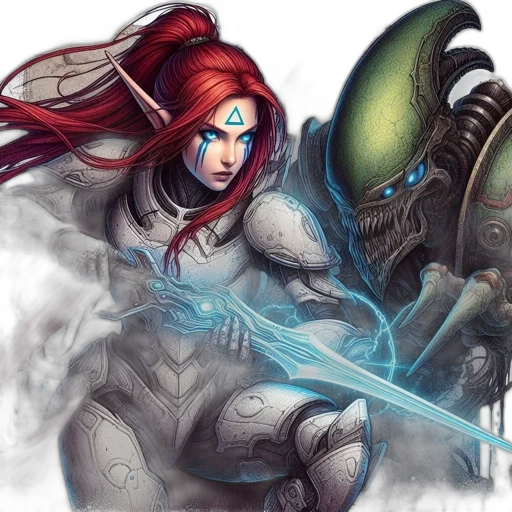 fantasy art, concept art, comic book art, elf-like transparent PNG cut-out