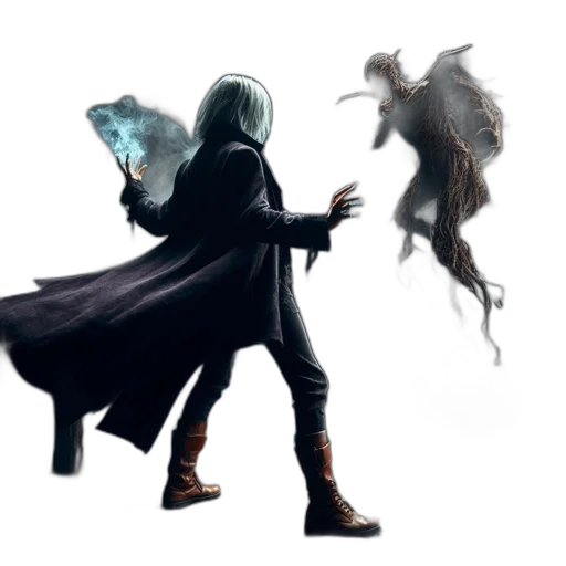creature, hair, staff, dragon transparent PNG cut-out