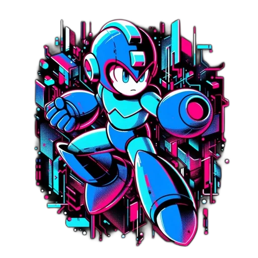 robot, pixel art, concept art, vaporwave transparent PNG cut-out