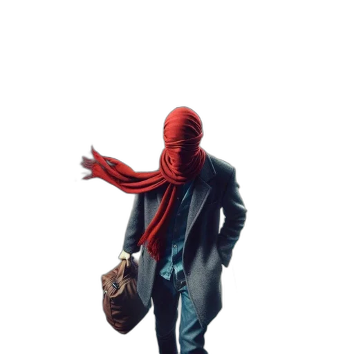 mask, jacket, staff, hat transparent PNG cut-out