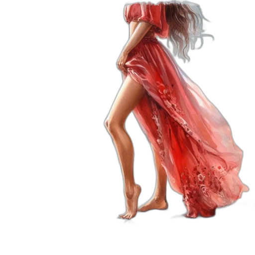 dress, hair, concept art, 3d render transparent PNG cut-out