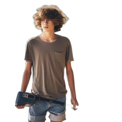 hair, jacket, staff, weapon transparent PNG cut-out