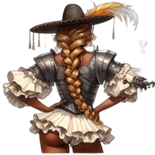 hat, hair, staff, dress transparent PNG cut-out