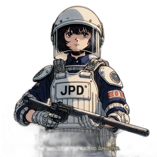 weapon, jacket, robot, face transparent PNG cut-out