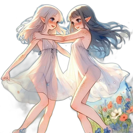dress, flower, watercolor, concept art transparent PNG cut-out