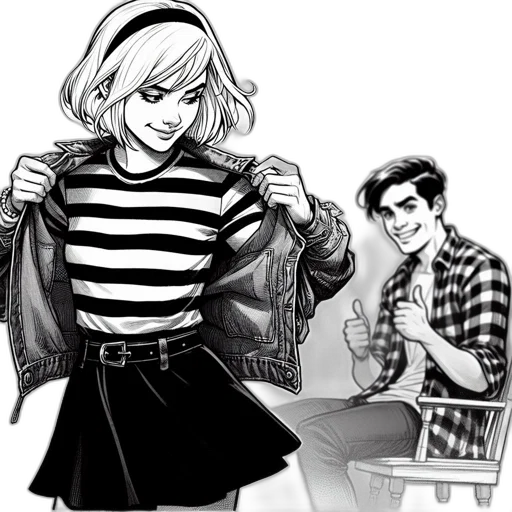 jacket, dress, comic book art, cartoon transparent PNG cut-out