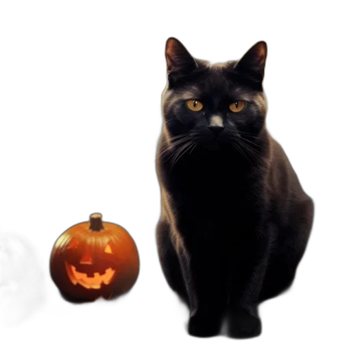 animal, photorealistic, black, cat transparent PNG cut-out