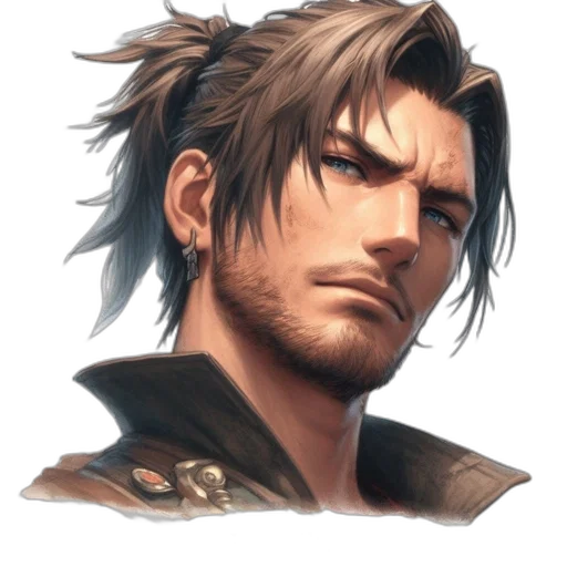 face, jacket, staff, hair transparent PNG cut-out