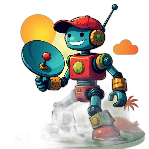 robot, concept art, 3d render, pixel art transparent PNG cut-out