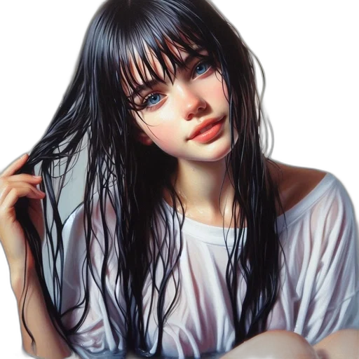hair, face, dress, jewelry transparent PNG cut-out