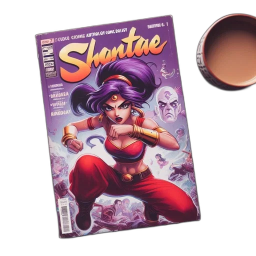 comic book art, wooden, table, lies transparent PNG cut-out