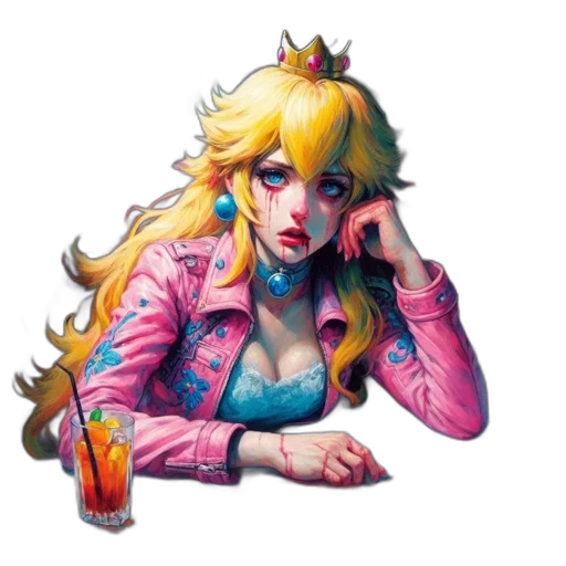 crown, face, concept art, vaporwave transparent PNG cut-out
