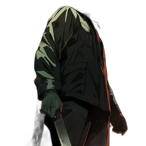 jacket, mask, staff, weapon transparent PNG cut-out