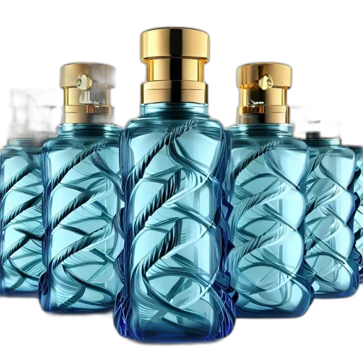 bottle, 3d render, photorealistic, blue transparent PNG cut-out